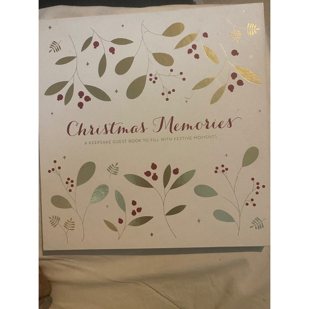 Christmas Memories Keepsake Guest Book Festive Holiday Journal Gold Foil Accent